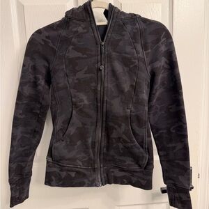 Lululemon Scuba Black Camouflage Full Zip-Up Hoodie - Size 2